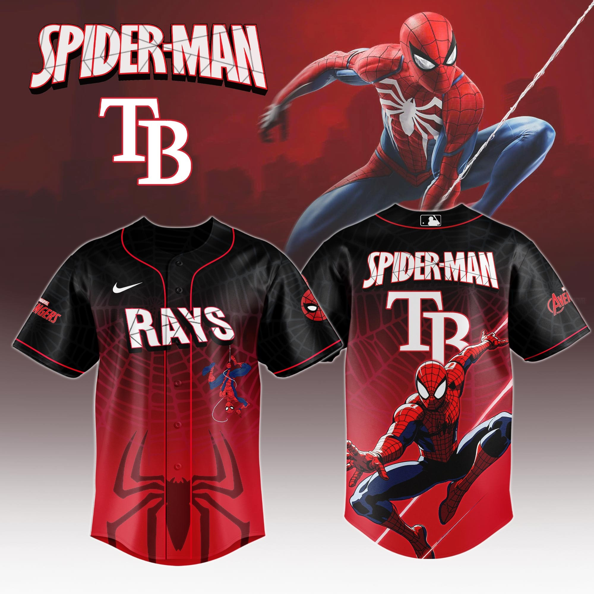 Tampa Bay Rays x Spider Man Game Night Special Edition Jersey Tampa Bay Rays Merch