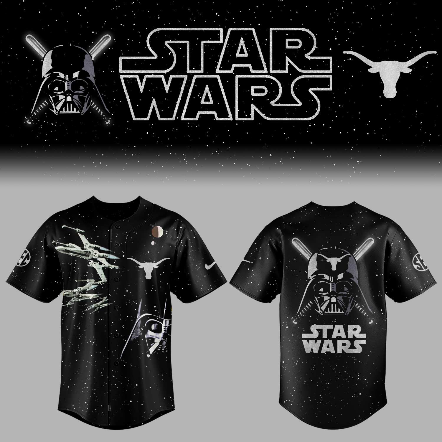 Texas Baseball X Star Wars 2025 Jersey Cool Gifts For Baseball Lovers