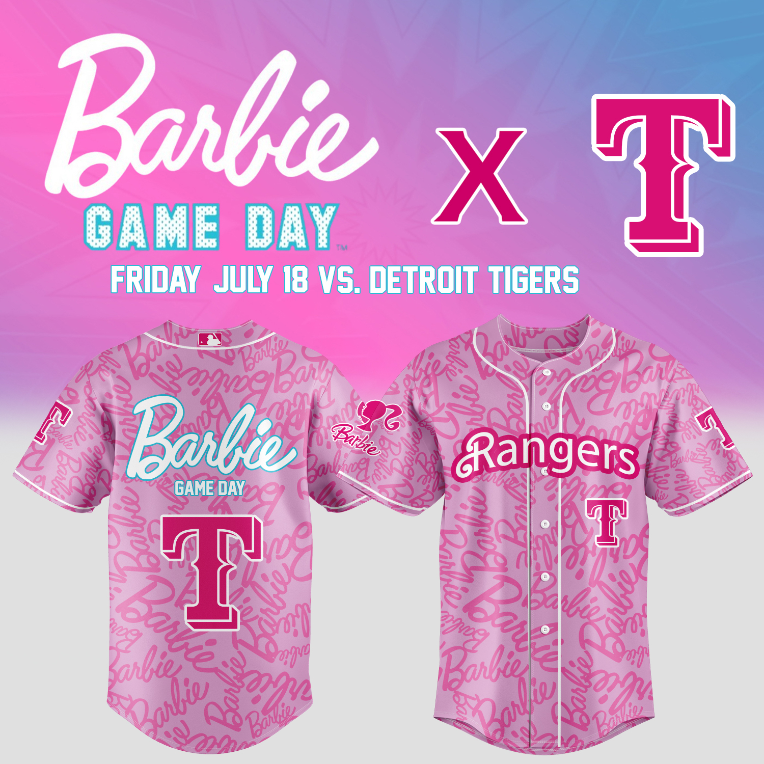 Texas Rangers barbie Pink Jersey 2025 Best Gifts For Baseball Fans