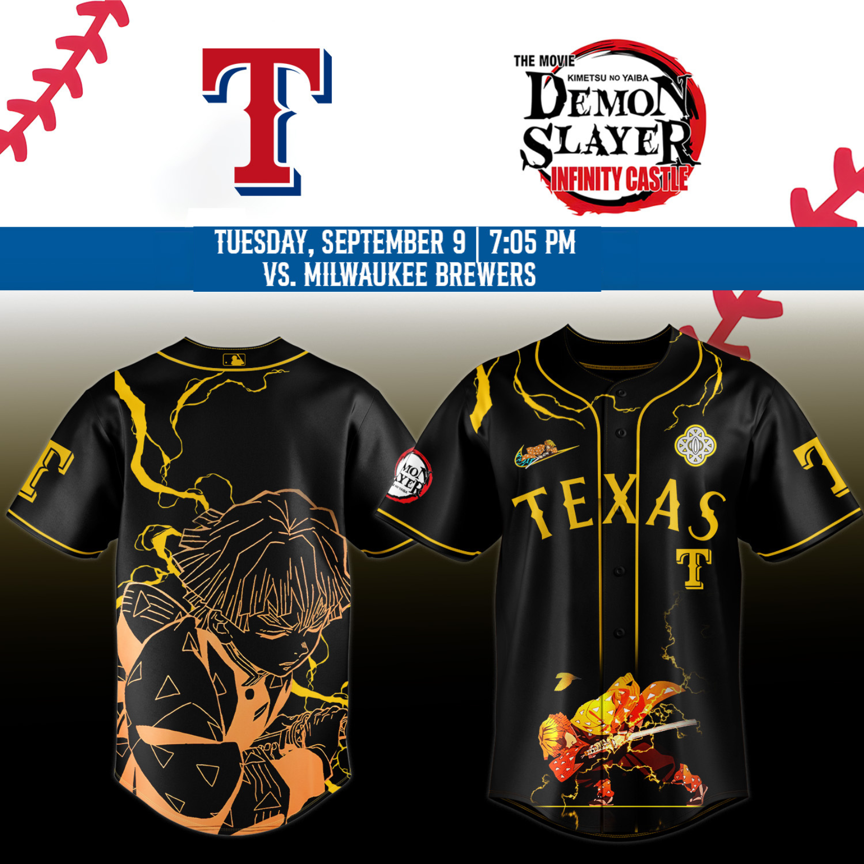Texas Rangers Demon Slayer Jersey 2025 Baseball Lover Gift Ideas