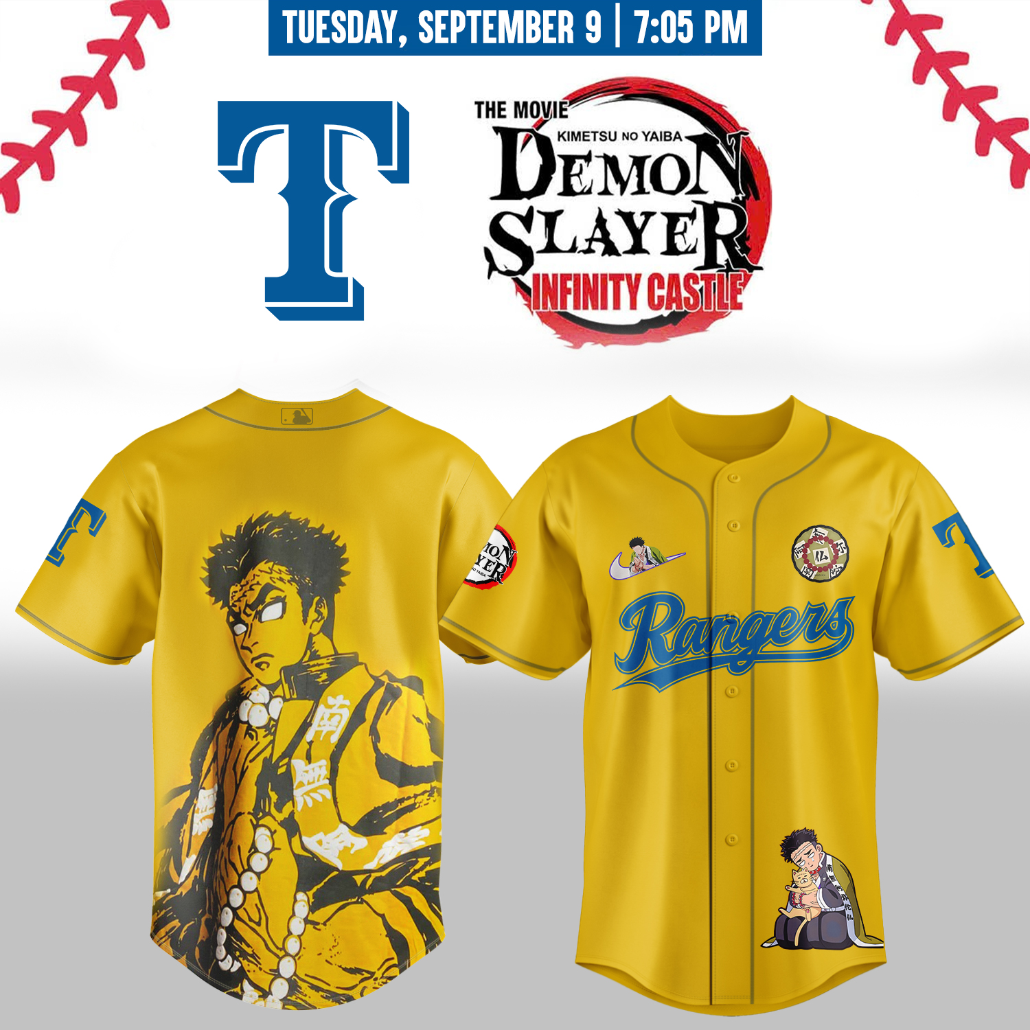 Texas Rangers Demon Slayer Jersey 2025 Best Gifts For Baseball Lovers