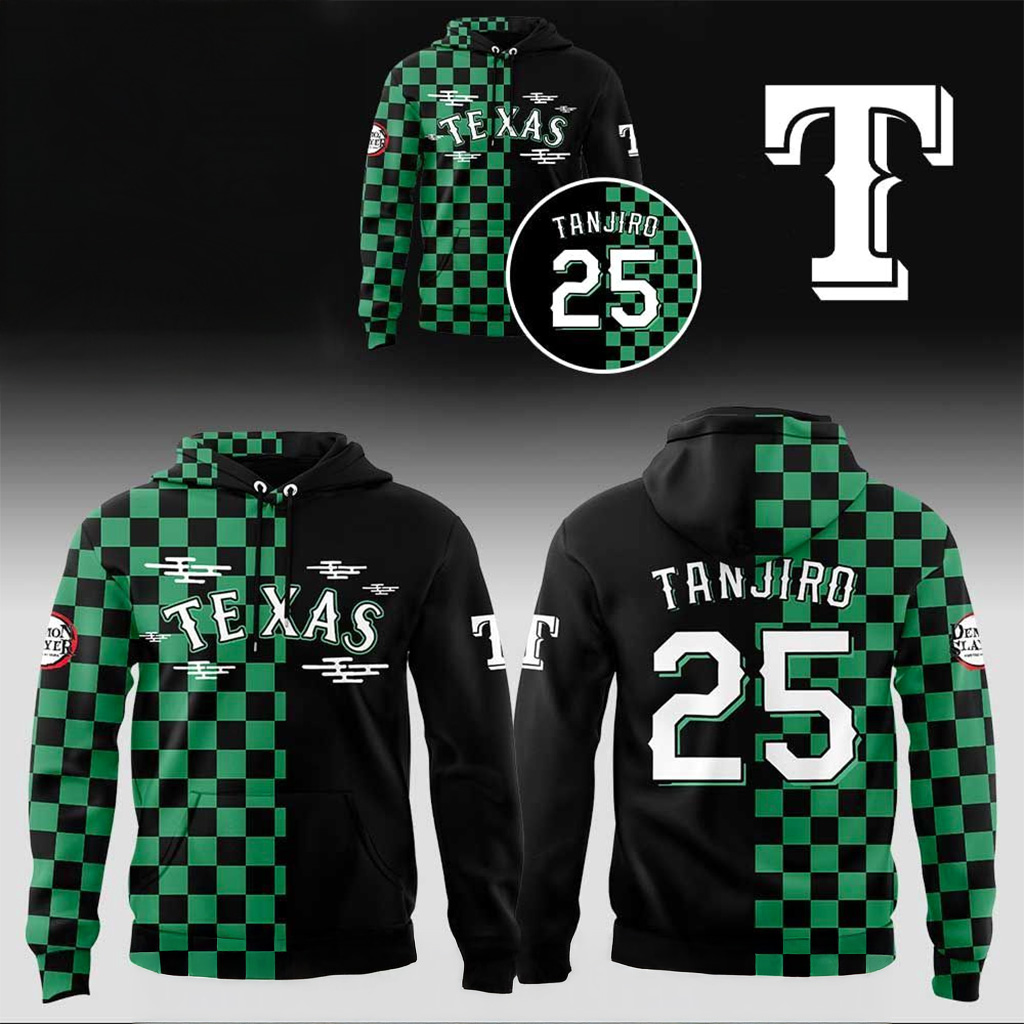 Texas Rangers Demon Slayer Night Tanjiro Hoodie Texas Rangers Merch Gifts For Dad