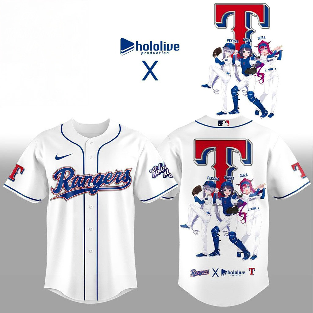 Texas Rangers Hololive Night Collaboration Jersey Texas Rangers Merch Husband Gifts