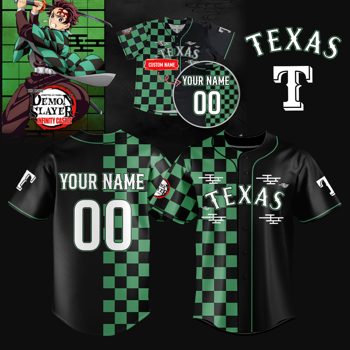 Texas Rangers Limited Edition Demon Slayer Jersey 2025 Custom Name Number