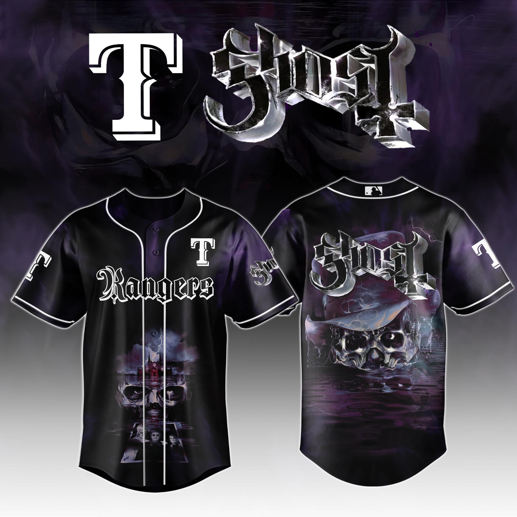 Texas Rangers Mlb X Ghost Skeletour World Tour Baseball Jersey For Fans