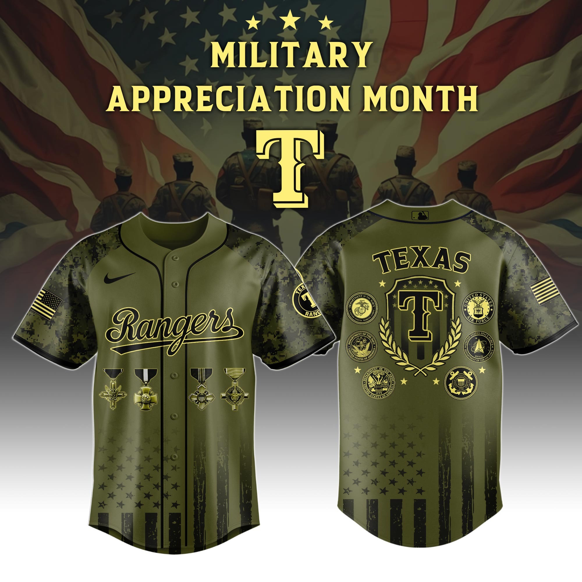 Texas Rangers MLB x Military Appreciation Month Special Edition Jersey 2025