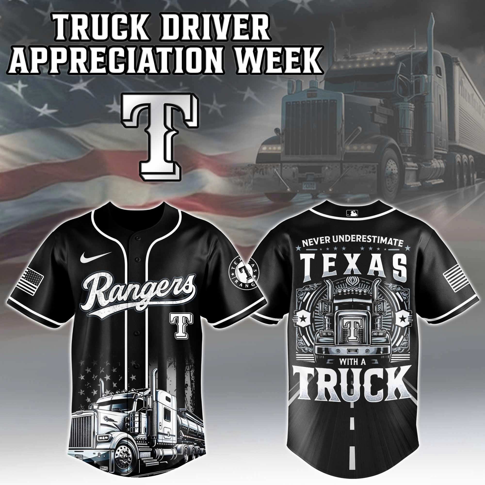 Texas Rangers Nation Truck Driver Appreciation Week 2025 Baseball Jersey Texas Rangers Merch