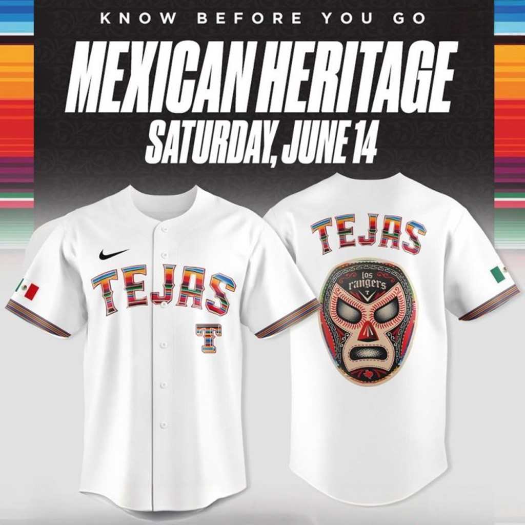 Texas Rangers Viva Tejas Hispanic Heritage Month 2025 White Baseball Jersey Texas Rangers Merch