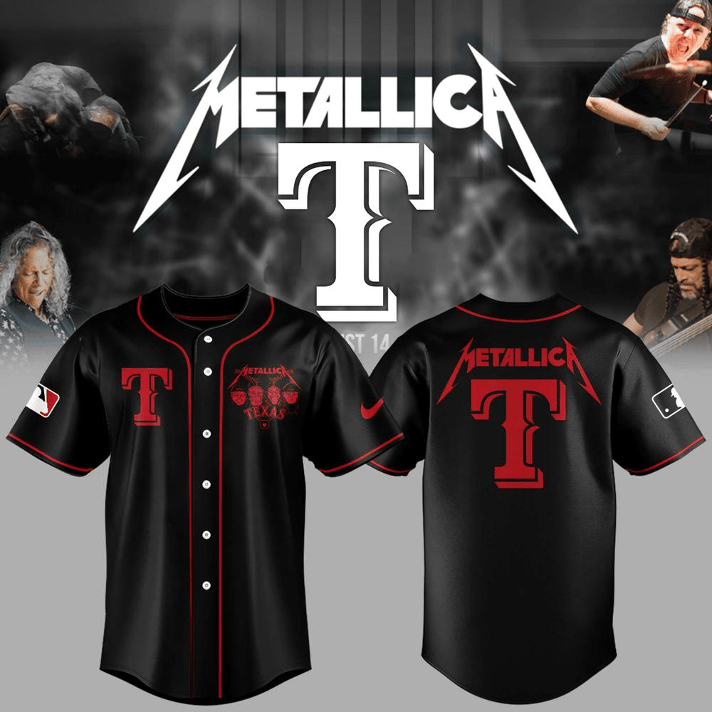 Texas Rangers x Metallica Tour Baseball Jersey Metallica Merch Fathers Day Gifts For Husband