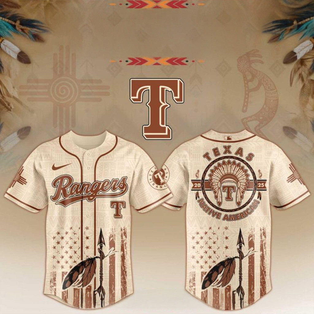 Texas Rangers x Native American Heritage Month Baseball Jersey Texas Rangers Merch For Fans
