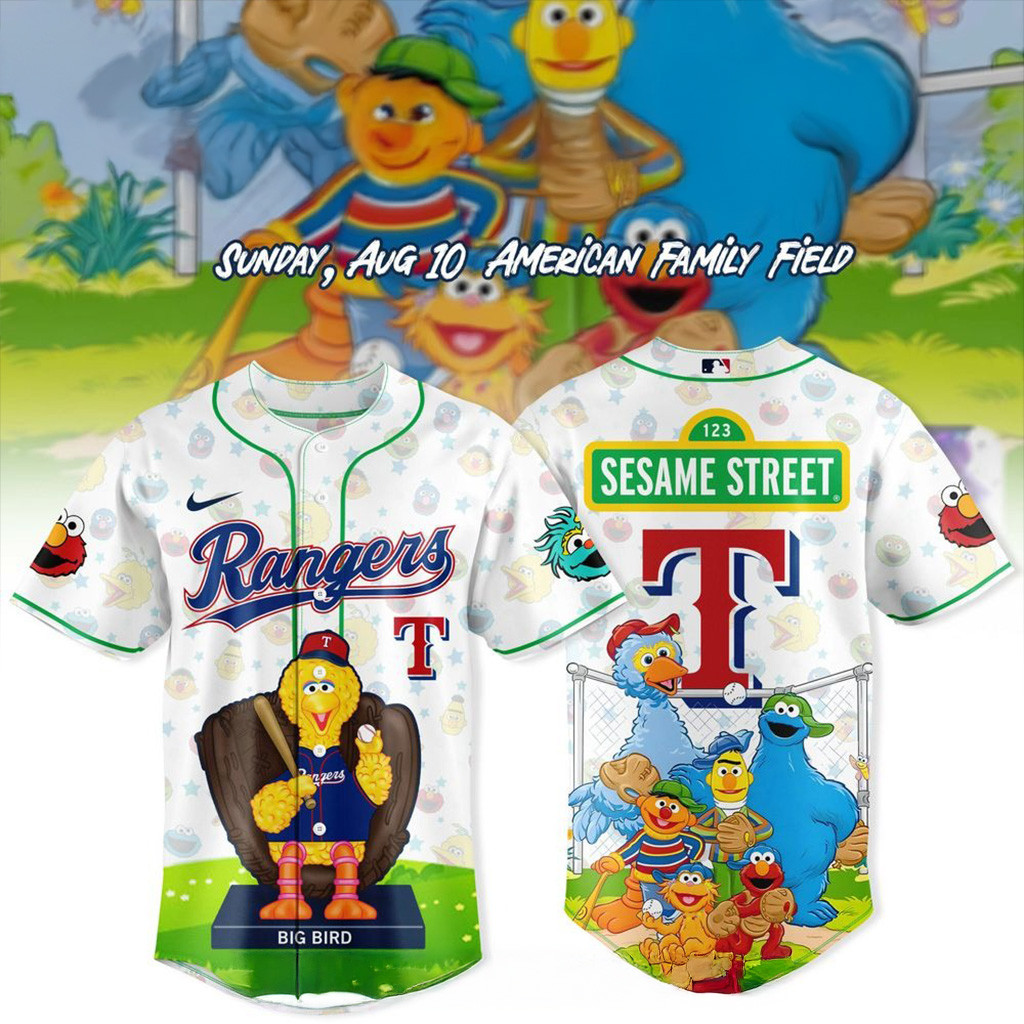 Texas Rangers X Sesame Street 2025 Baseball Jersey Texas Rangers Merch Gift For Friends