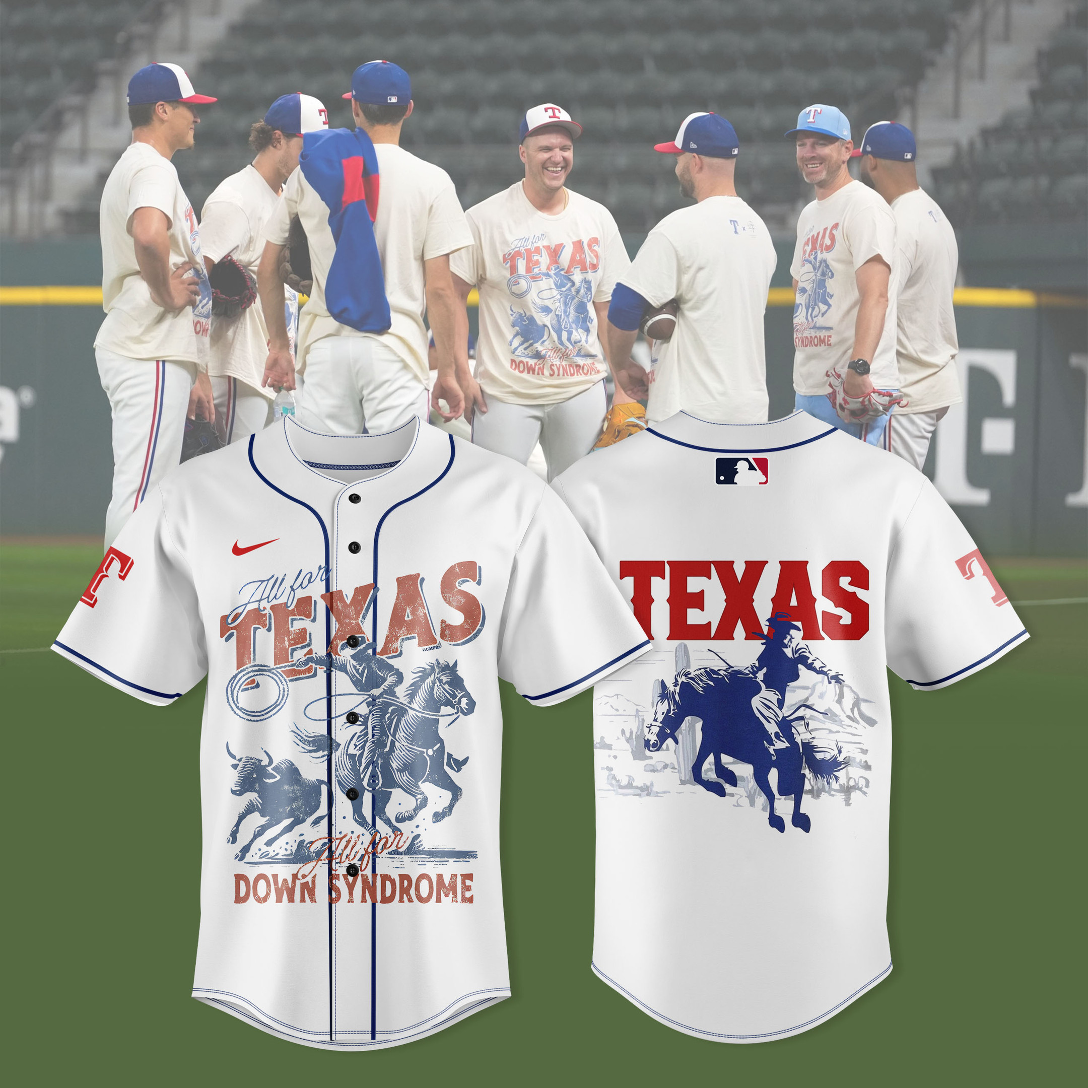 Texas Rangers X The Burger Jersey Family Foundation All For Down Syndrome Best Fans Merch