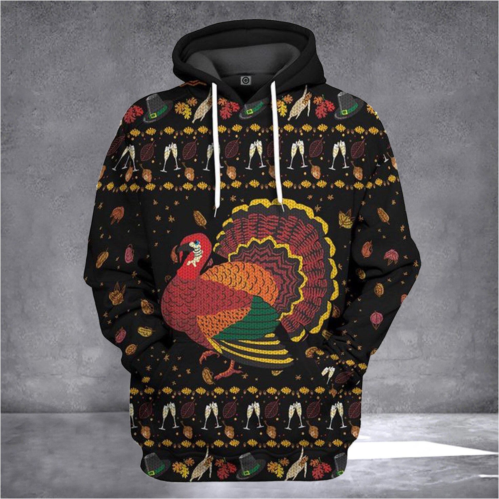 Thanksgiving Turkey Ugly Sweater Hoodie Happy Thanksgiving Turkey Hoodie Gifts For Besties