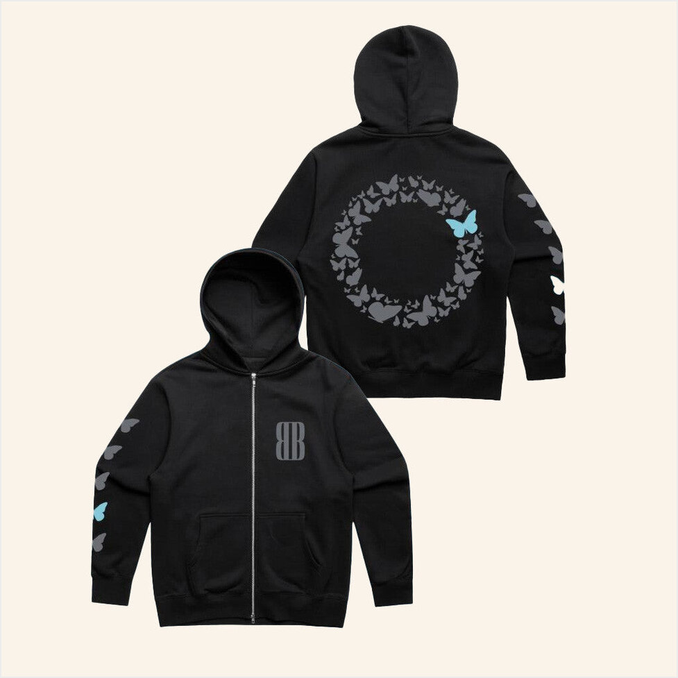 The Blue Butterfly Zip Hoodie Blue Butterfly Brand Merch Gifts For Husband Gifts For Best Friend