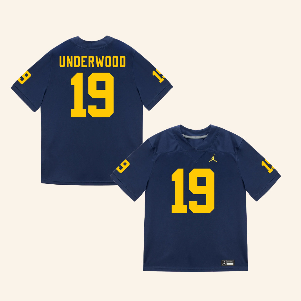 The M Den Merch Michigan Wolverines 19 Bryce Underwood Student Athlete Blue Football Jersey