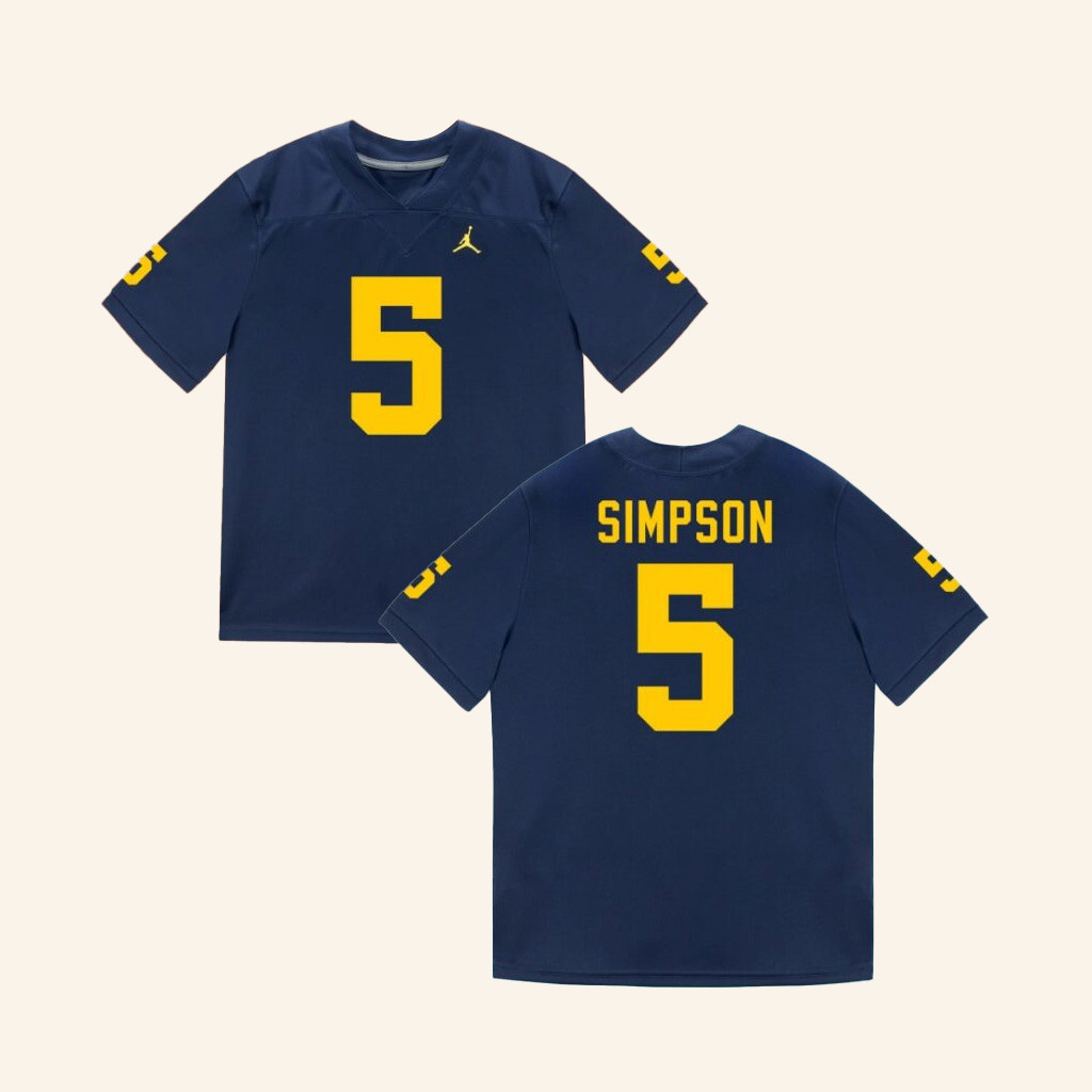 The M Den Merch Michigan Wolverines 5 Anthony Simpson Student Athlete Blue Football Jersey