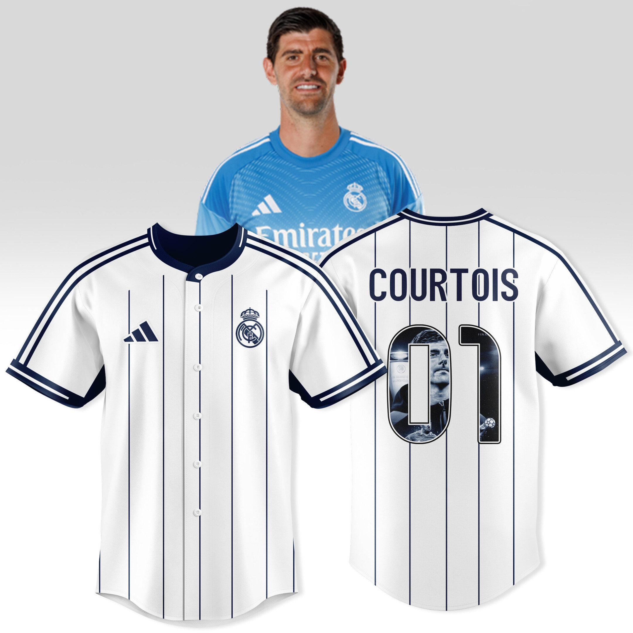 Thibaut Courtois 01 Real Madrid Personalized Baseball Jersey For Fans