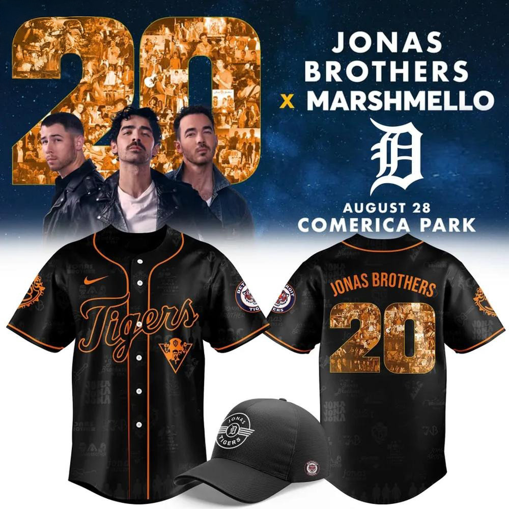 Tigers x Jonas Brothers X Marshmello Limited Edition Baseball Jersey Gifts For Father's Day