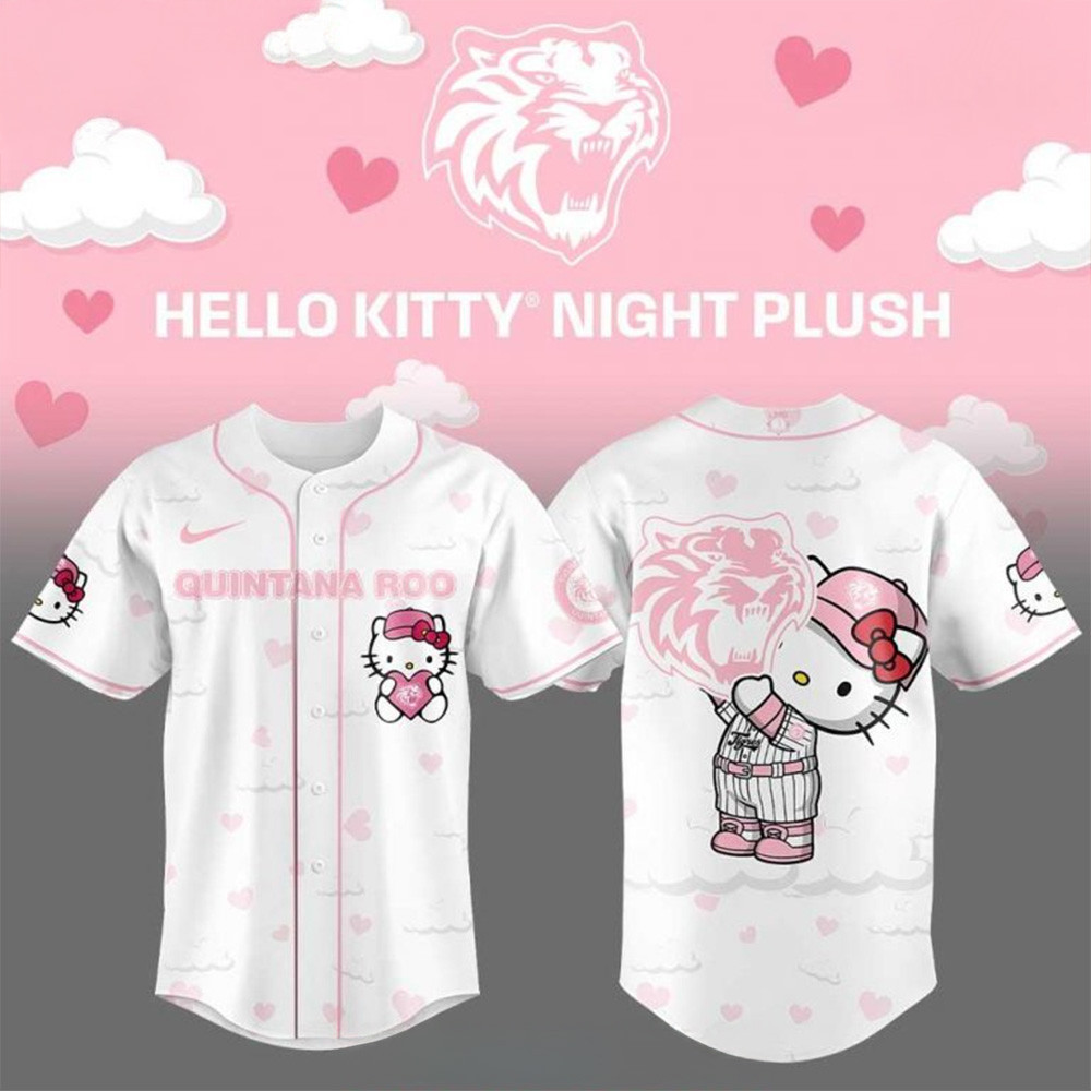 Tigres De Quintana Hello Kitty Night Plush 2025 Baseball Jersey Gifts For Wife