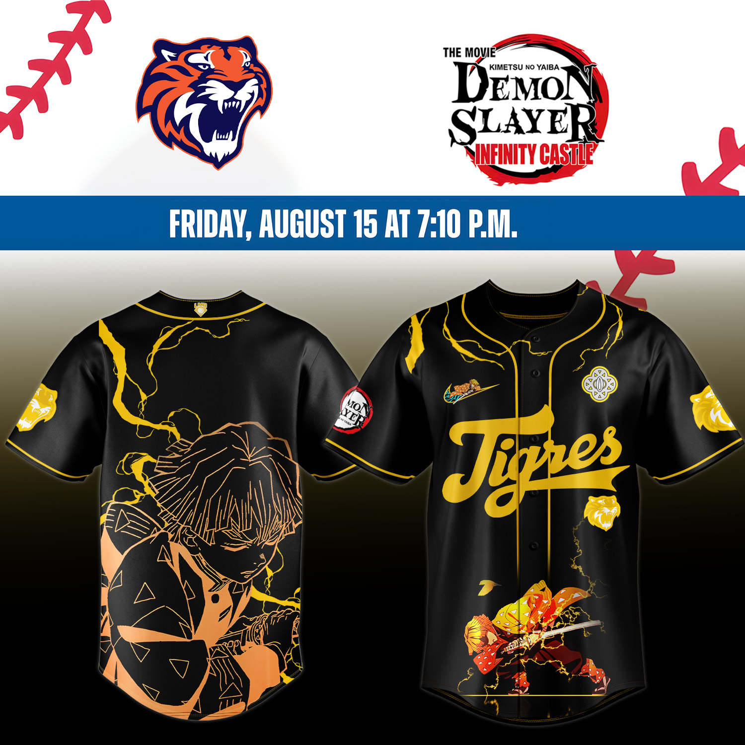 Tigres De Quintana Roo X Demon Slayer Agatsuma Zenitsu Jersey Baseball Coach Gift Ideas