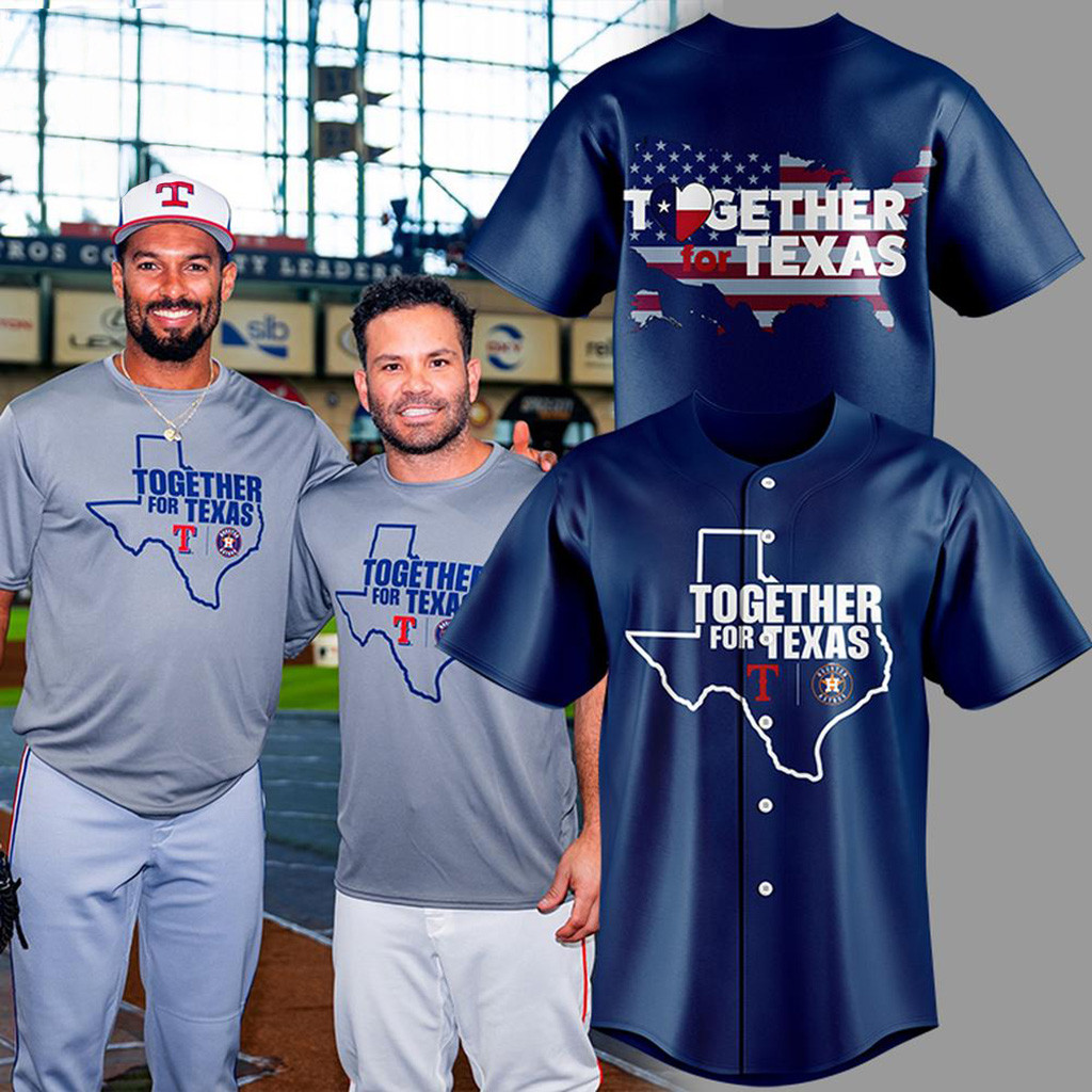 Together For Texas 2025 Navy Baseball Jersey Houston Texans Merch Texas Strong Gifts For Fans