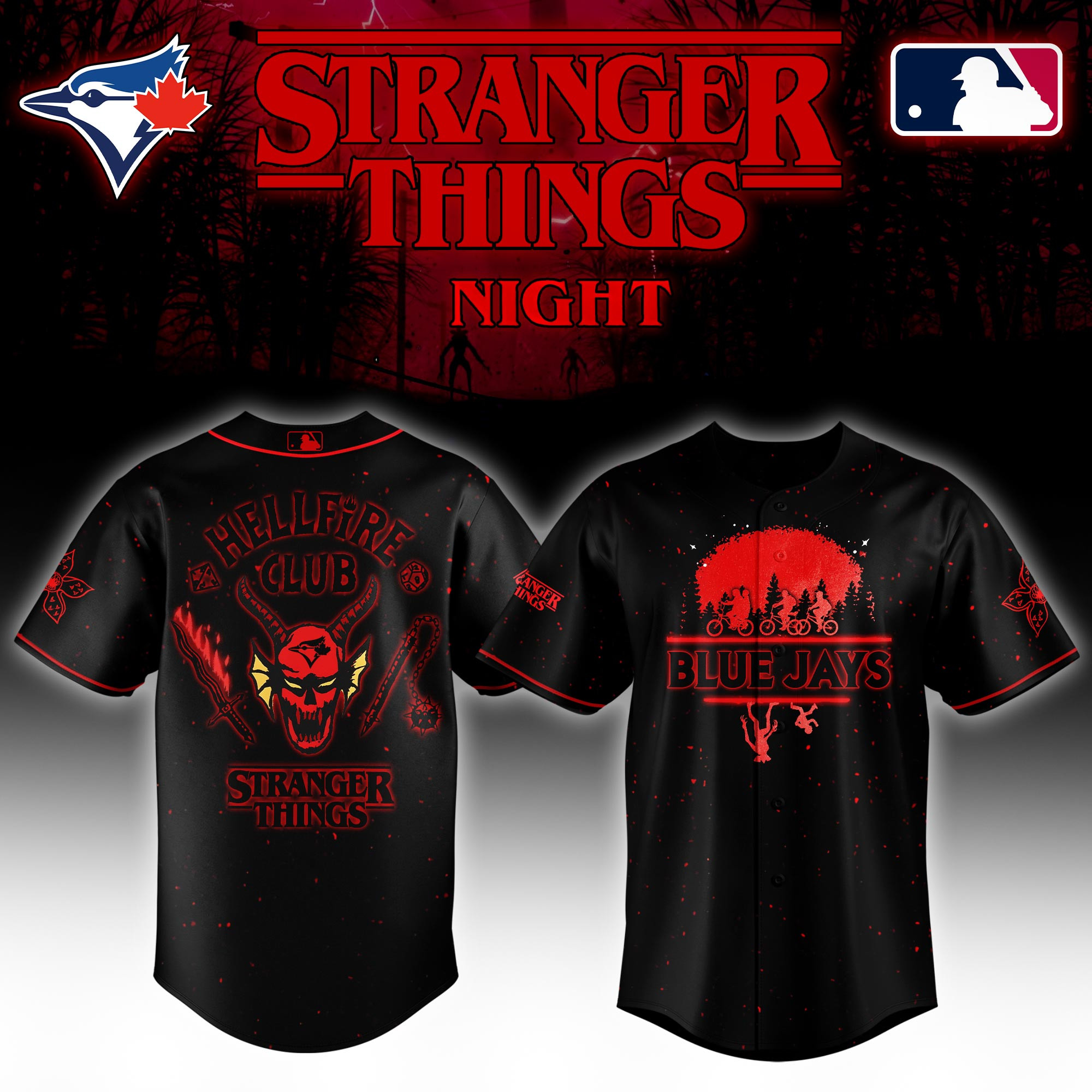 Toronto Blue Jays Mlb X Stranger Things Night Baseball Jersey For Fans