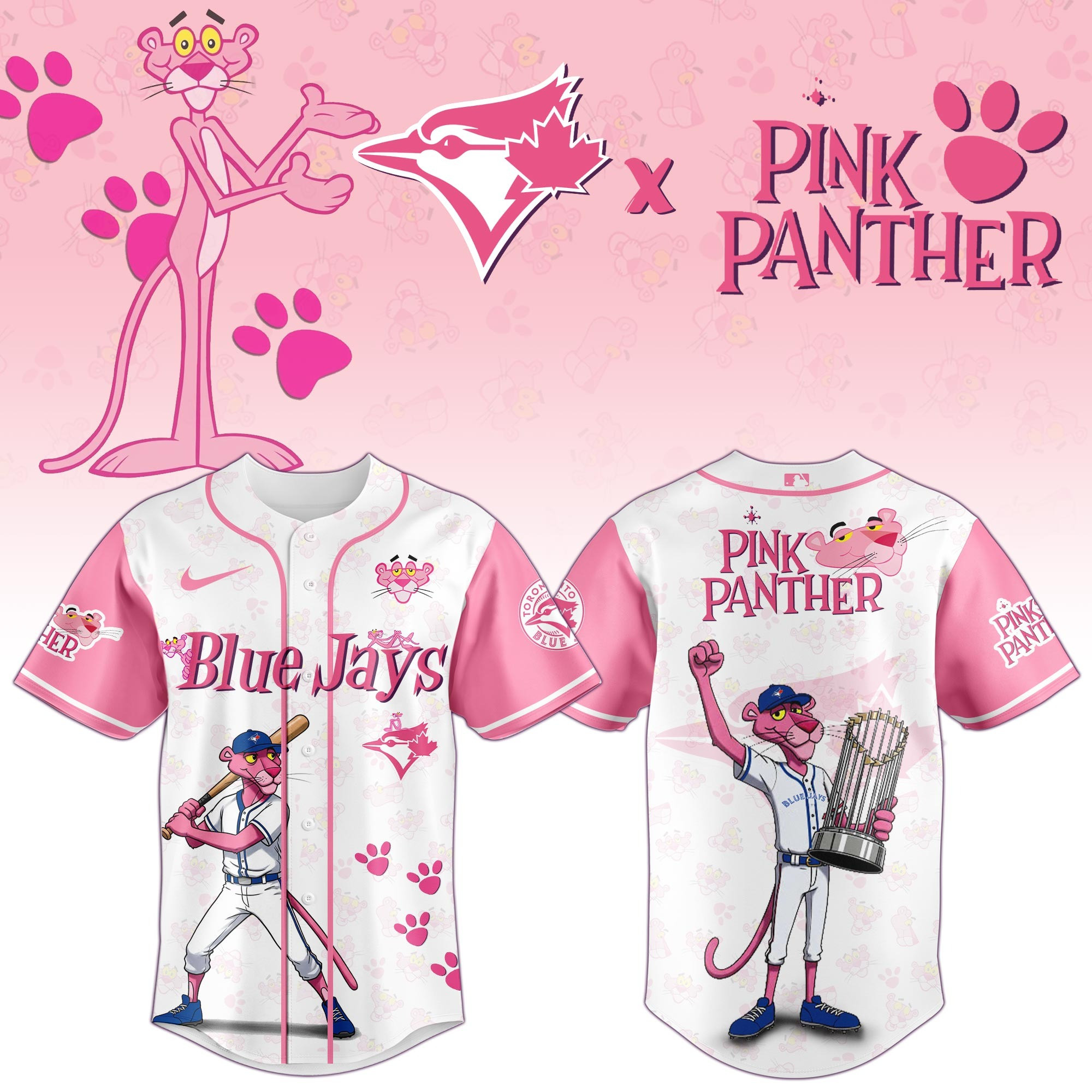 Toronto Blue Jays Pink Panther Baseball Jersey Toronto Blue Jays Merch Gifts For Mom