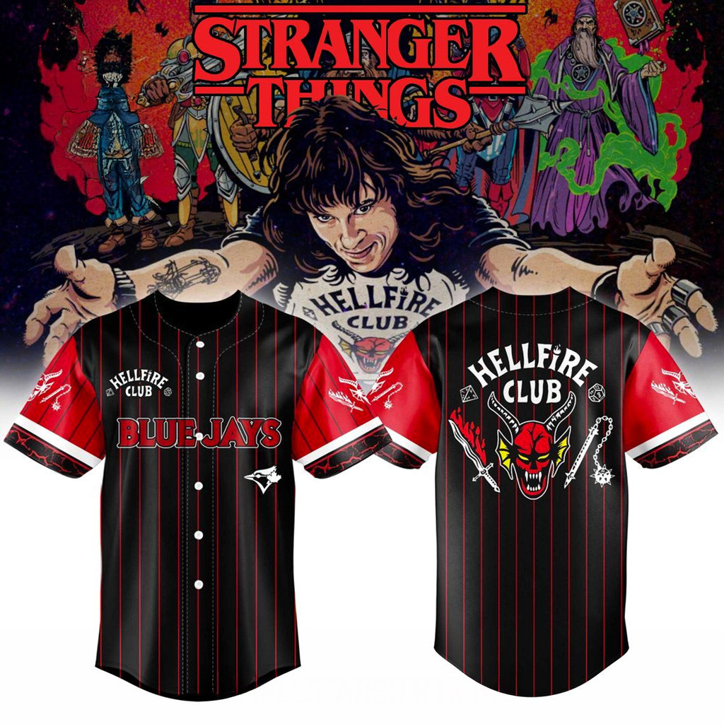 Toronto Blue Jays X Hellfire Club Redline Pinstripe Jersey Jays Merch Gifts For Him