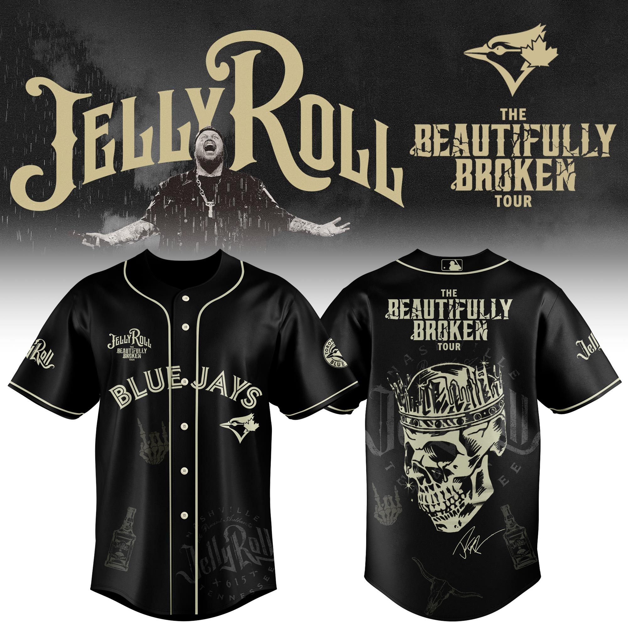 Toronto Blue Jays X Jelly Roll Baseball Jersey 2025 Gift For Jelly Roll Fans