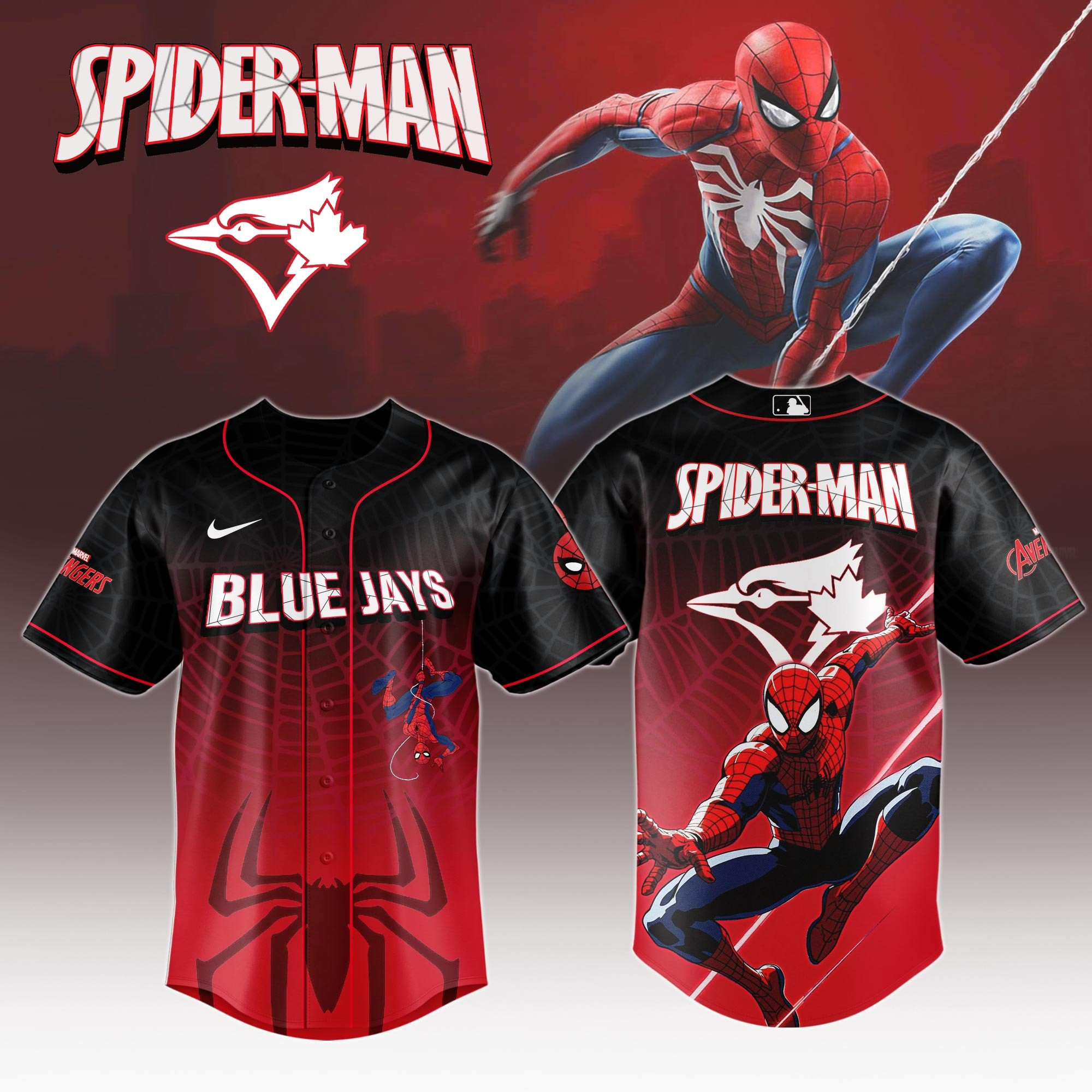 Toronto Blue Jays x Spider Man Game Night Special Edition Jersey Toronto Blue Jays Merch