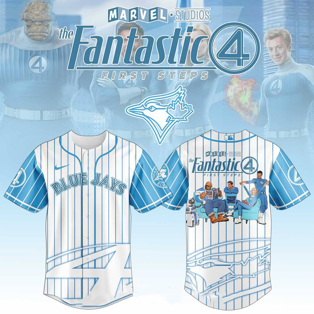 Toronto Blue Jays X The Fantastic Four Baseball Jersey Blue Jays Merch Gifts For Dad