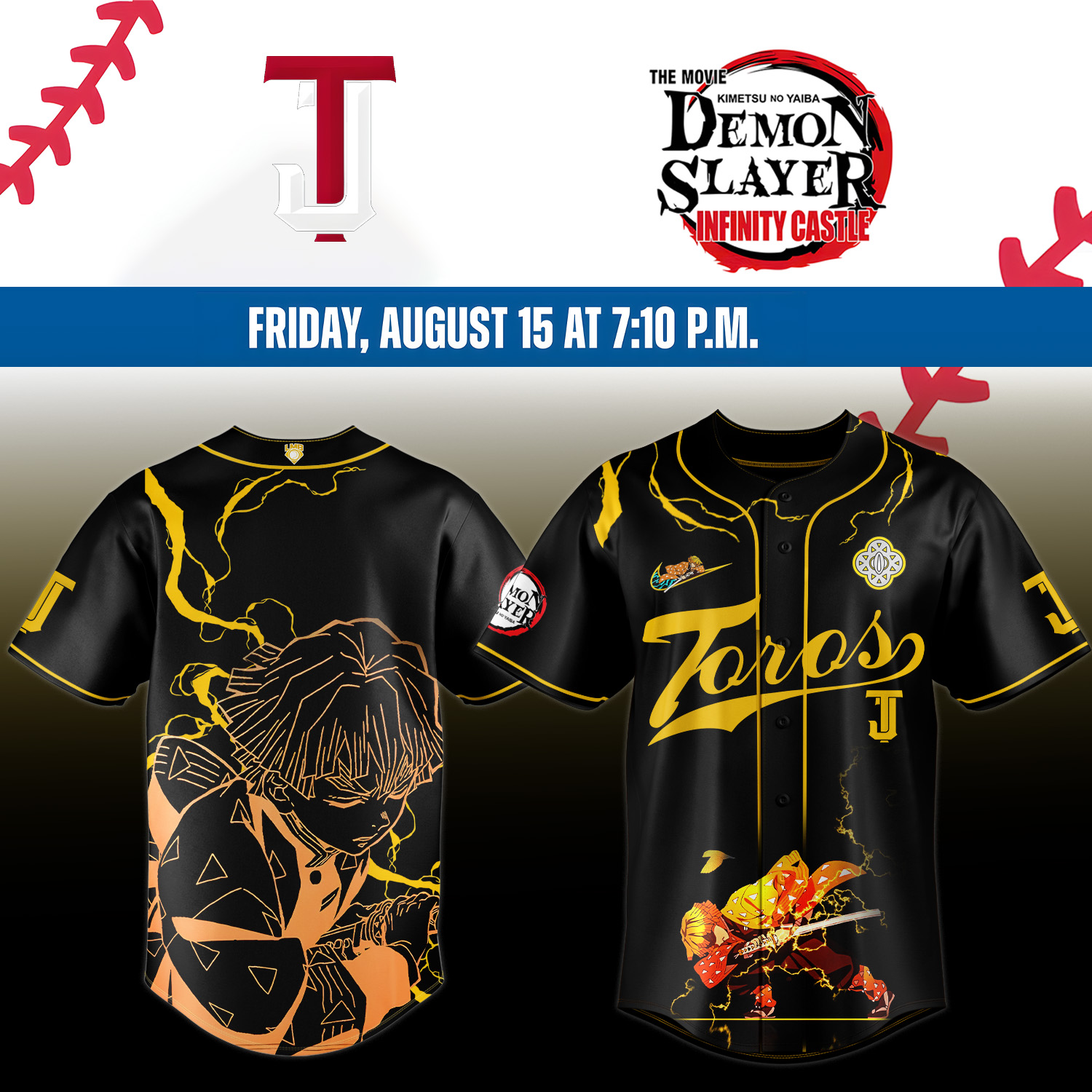 Toros De Tijuana X Demon Slayer Agatsuma Zenitsu Jersey Gifts For Baseball Fans