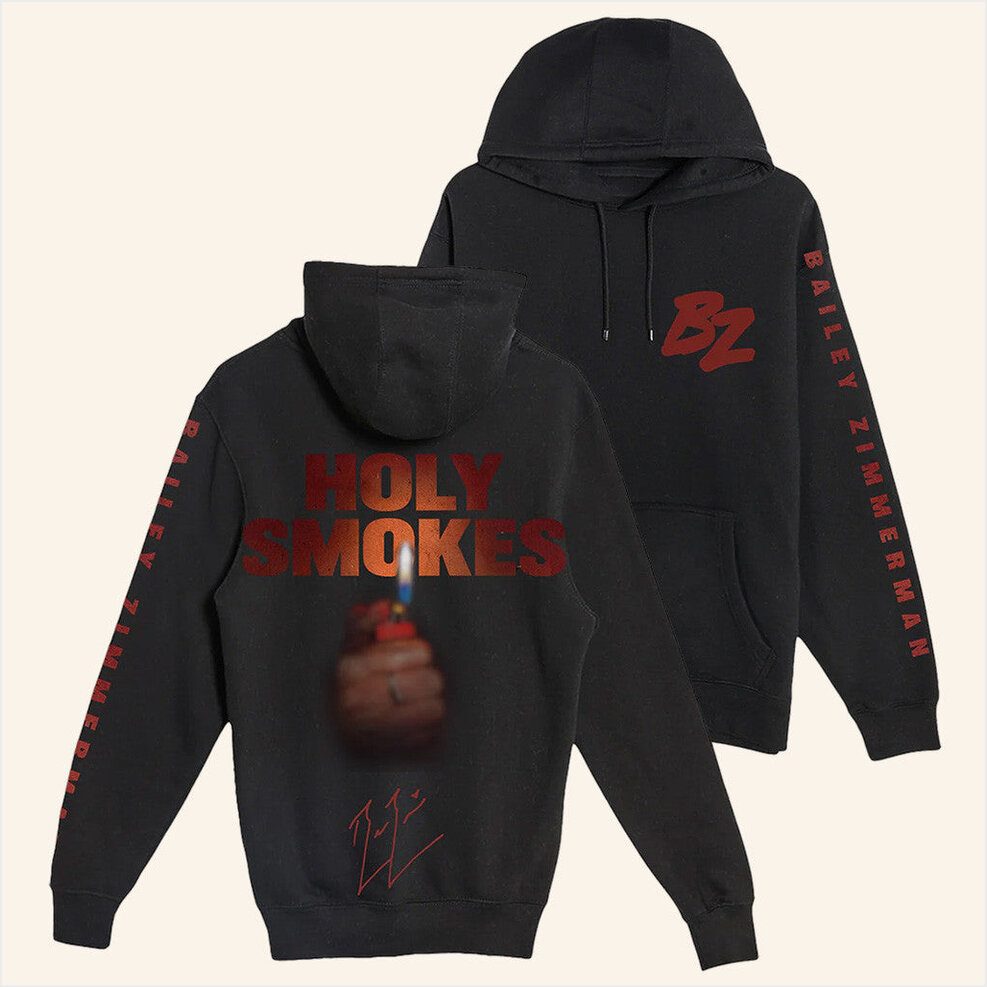 Tour 2025 Holy Smokes Black Hoodie Bailey Zimmerman Merch Birthday Gifts For Friends