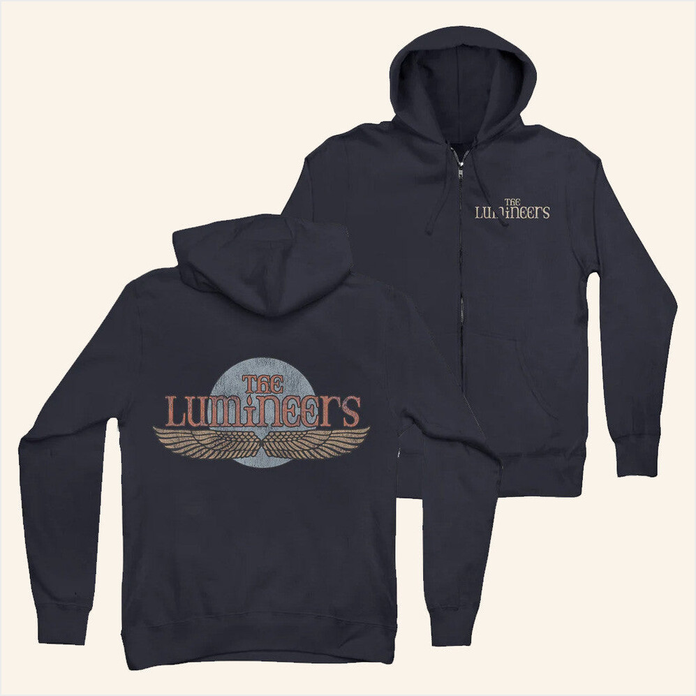 Tour 2025 The Lumineers Winged Logo Zip Hoodie Lumineers Merch Best Birthday Gifts For Besties