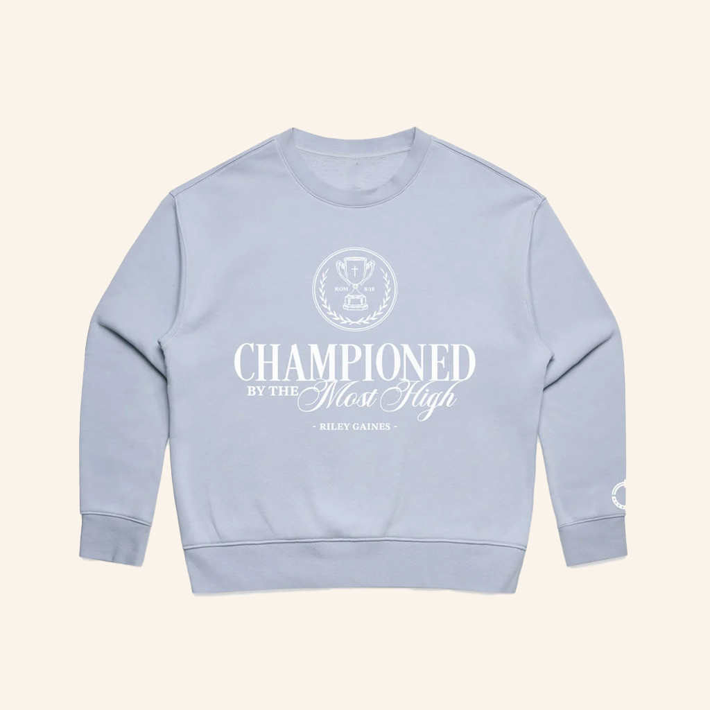 TPUSA Merch Champion By The Most High Crewneck Sweatshirt Gifts For Besties
