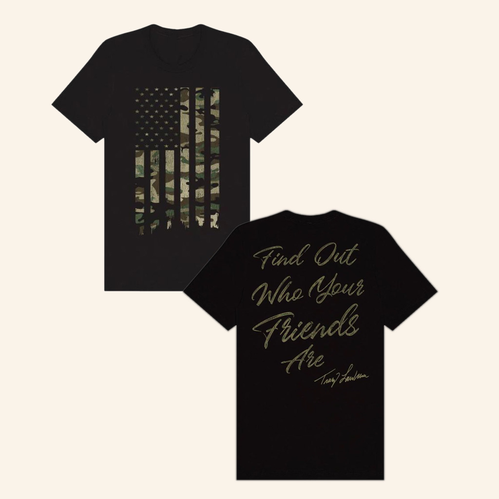Tracy Lawrence Merch Black Camo Flag T-Shirt Gifts For Father