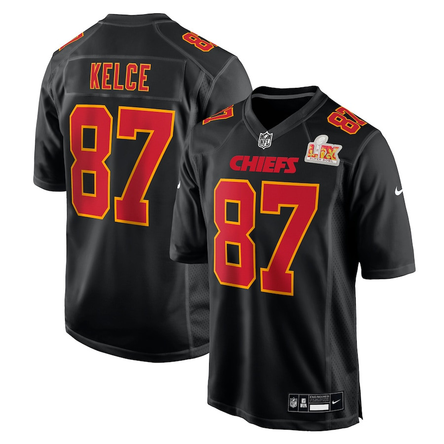 Travis Kelce Black Kansas City Chiefs Super Bowl LIX Jersey Shirt