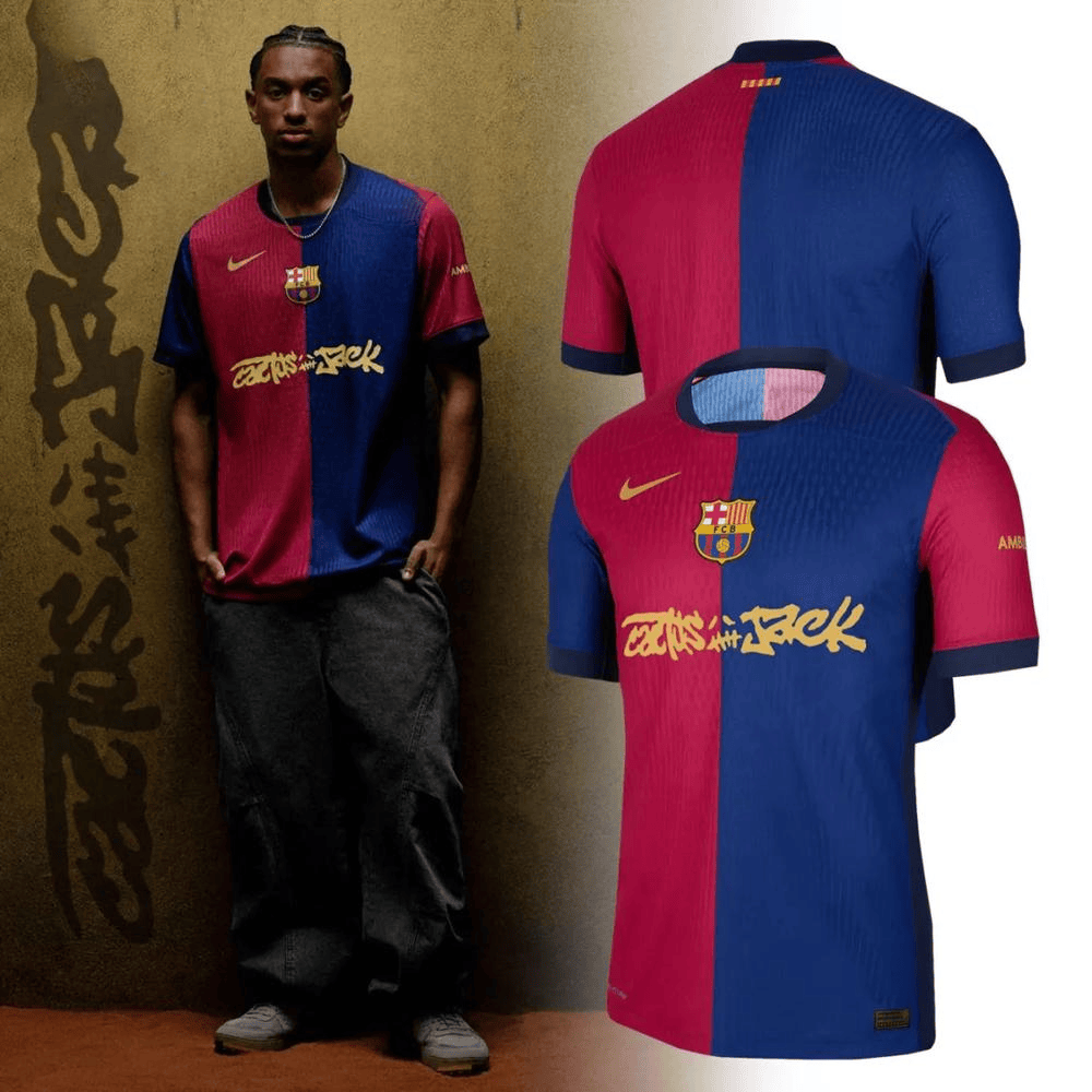 Travis Scott CJ x Barcelona FC Jersey Travis Scott Barcelona Merch Gifts For Father's Day Ideas