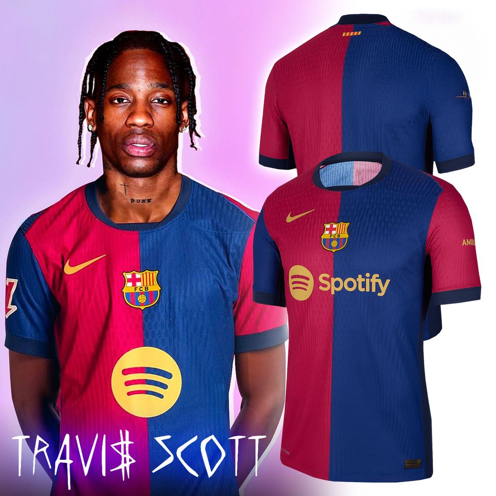 Travis Scott x FC Barcelona Home Kit 2025 Jersey Travis Scott Merch Gifts For Father's Day
