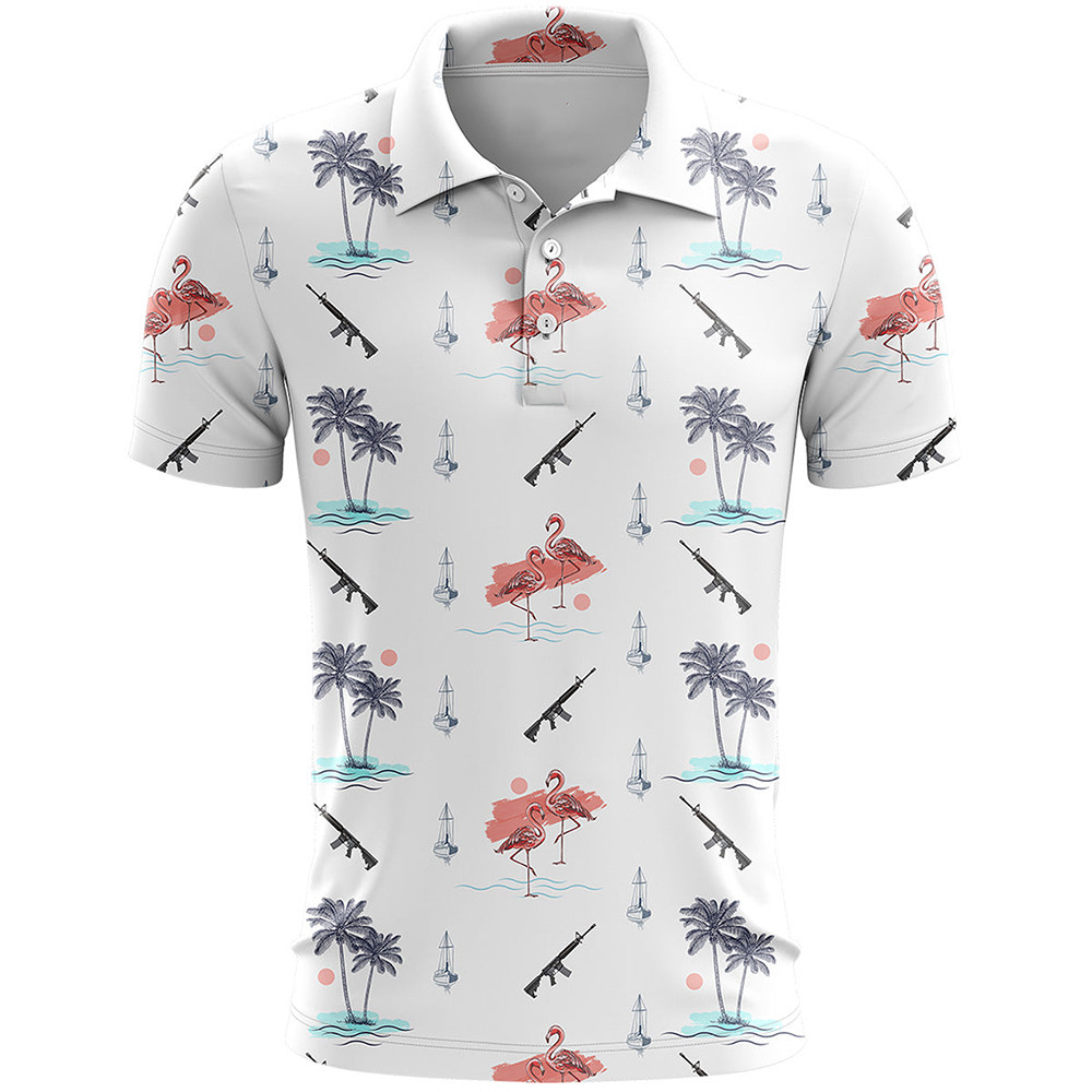 Tropical ARs Golf Polo Shirt Second Amendment Shirt Cool Gifts For Dad