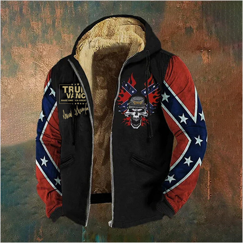 Trump Vance Make America Great Again Zip Hoodie Old Dixie Skull Merch Vintage Southern Clothing