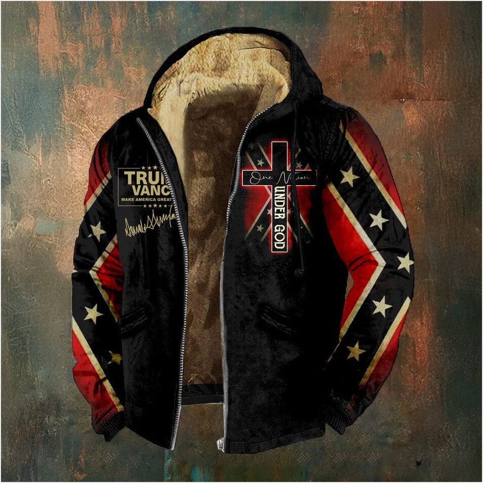 Trump Vance Old Dixie Zip Hoodie One Nation Under God Hoodie MAGA Southern Cross Apparel