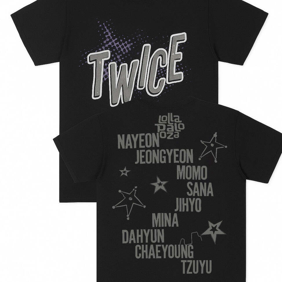 Twice Lollapalooza Merch Black Twice T-Shirt Gifts For Husband Birthday Gifts For Friends