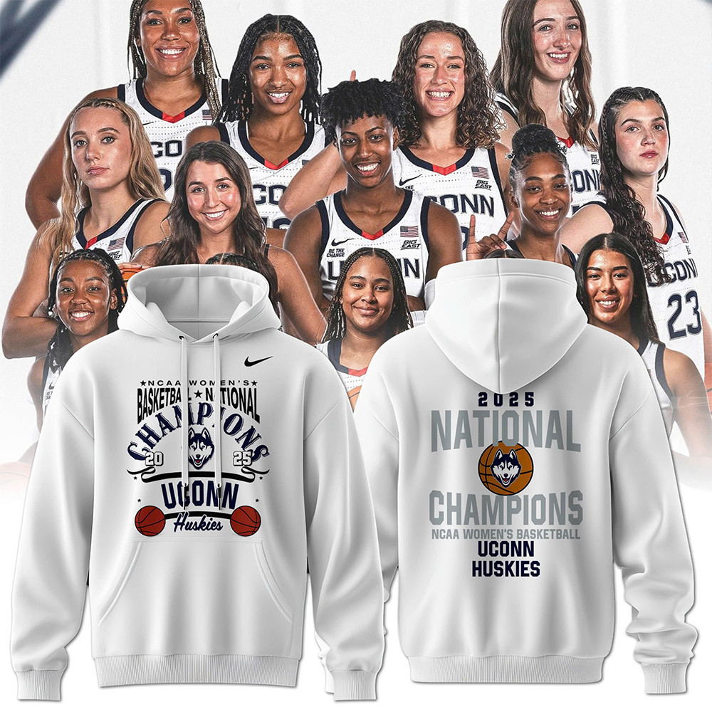 Uconn Huskies 2025 National Champions NCAA Women's Basketball Hoodie Basketball Fan Gift Ideas