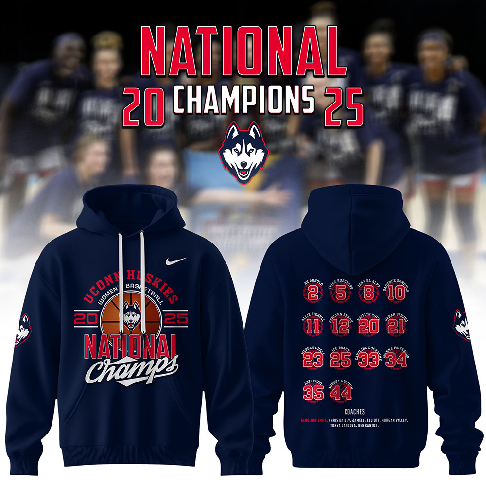 Uconn Huskies 2025 National Champions NCAA Women's Basketball Hoodie Gifts For Basketball Fan