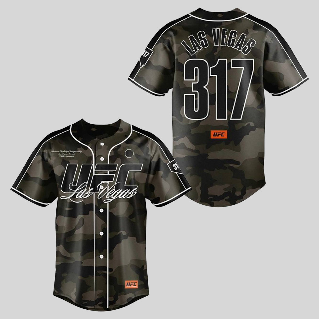 UFC 317 Camo Fashion Special Camo Baseball Jersey UFC Las Vegas Merch Gifts For Father