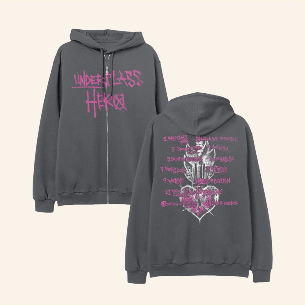 Underclass Hero Anniversary Tracklist Zip Hoodie Sum 41 Merch BFF Birthday Gifts Ideas
