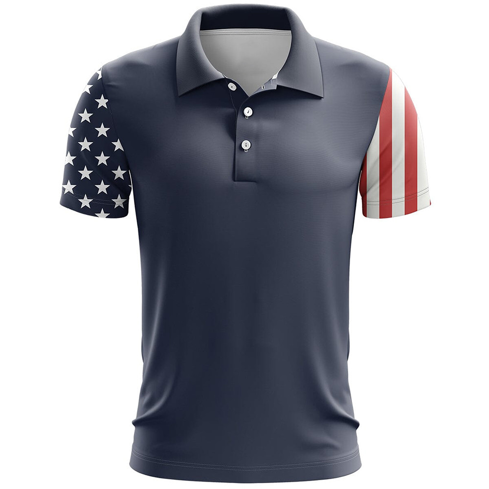 US Flag Patriotic Golf Polo Shirt Father'sDay Present Ideas