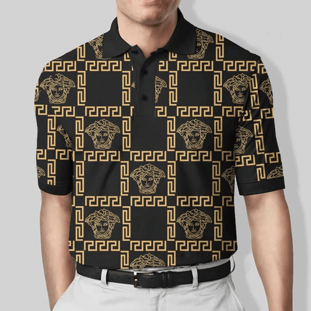 Versace Eleganza Luxury Yellow Black Polo Shirt Dad Gifts For Father's Day 2025