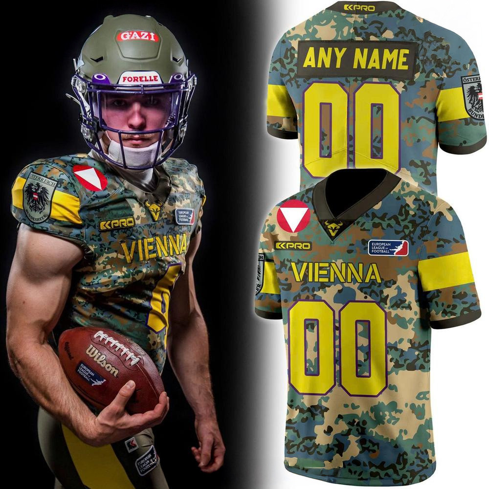 Vienna Vikings Salute To Service 2025 Football Jersey Vienna Vikings Merch Gift Ideas For Fans